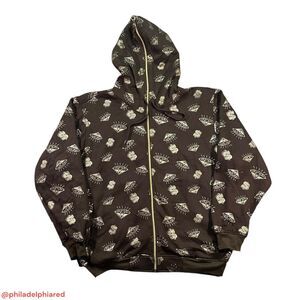 Vintage Y2K 2000's Raw Blue AOP fullzip hoodie mens XL